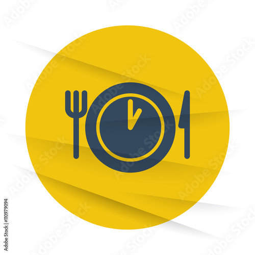 Dark Lunch Time icon label on wrinkled paper