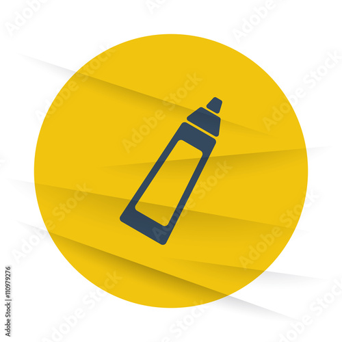 Dark Baby Bottle icon label on wrinkled paper