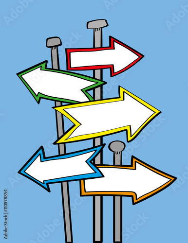 Arrow signposts or street signs pointing in different directions with copy space for your text