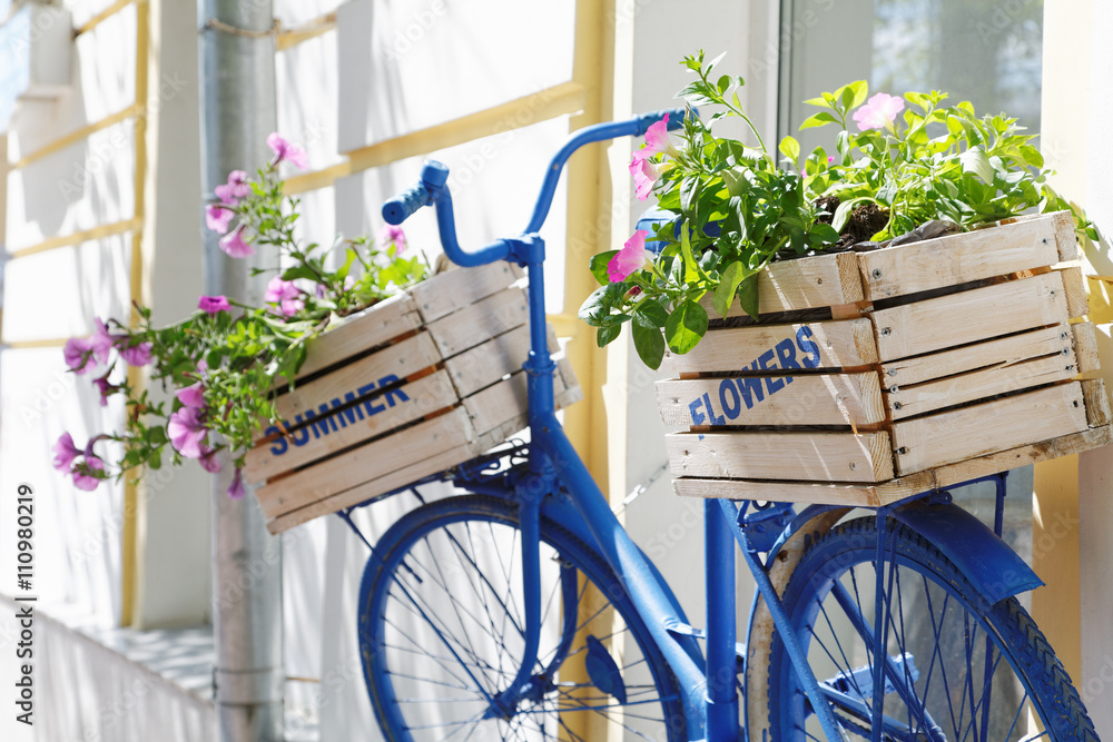 old bicycle with flowers box