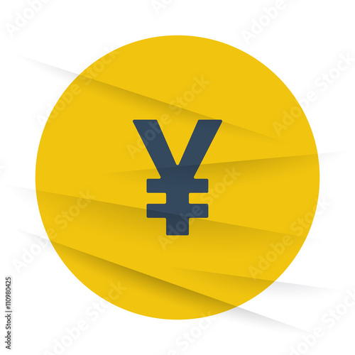 Dark Yen icon label on wrinkled paper