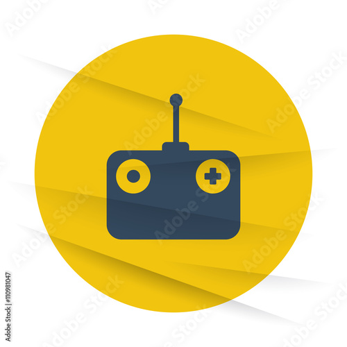Dark Radio Control icon label on wrinkled paper