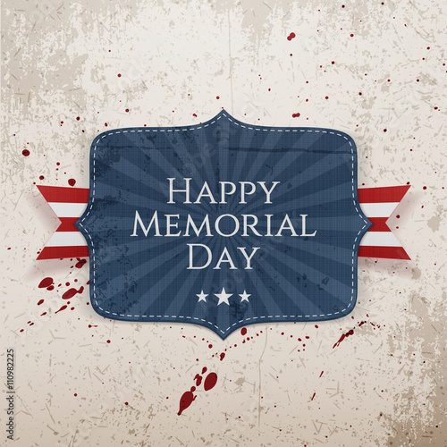 Happy Memorial Day Sign with Ribbon