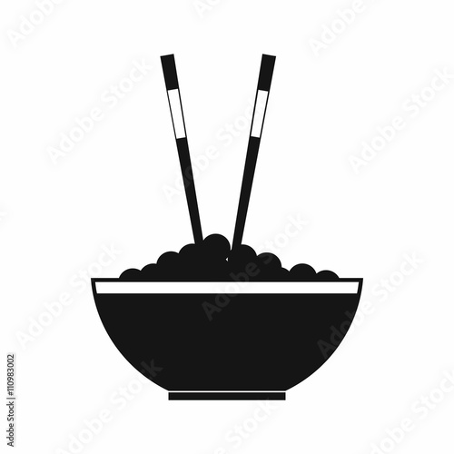 Bowl of rice with pair of chopsticks icon 