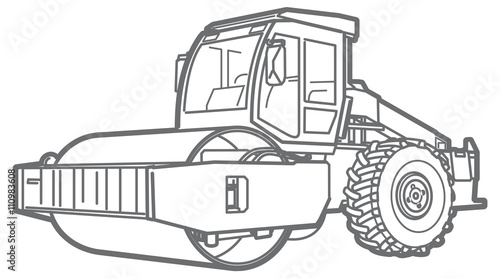 Road Roller outline. Asphal paver