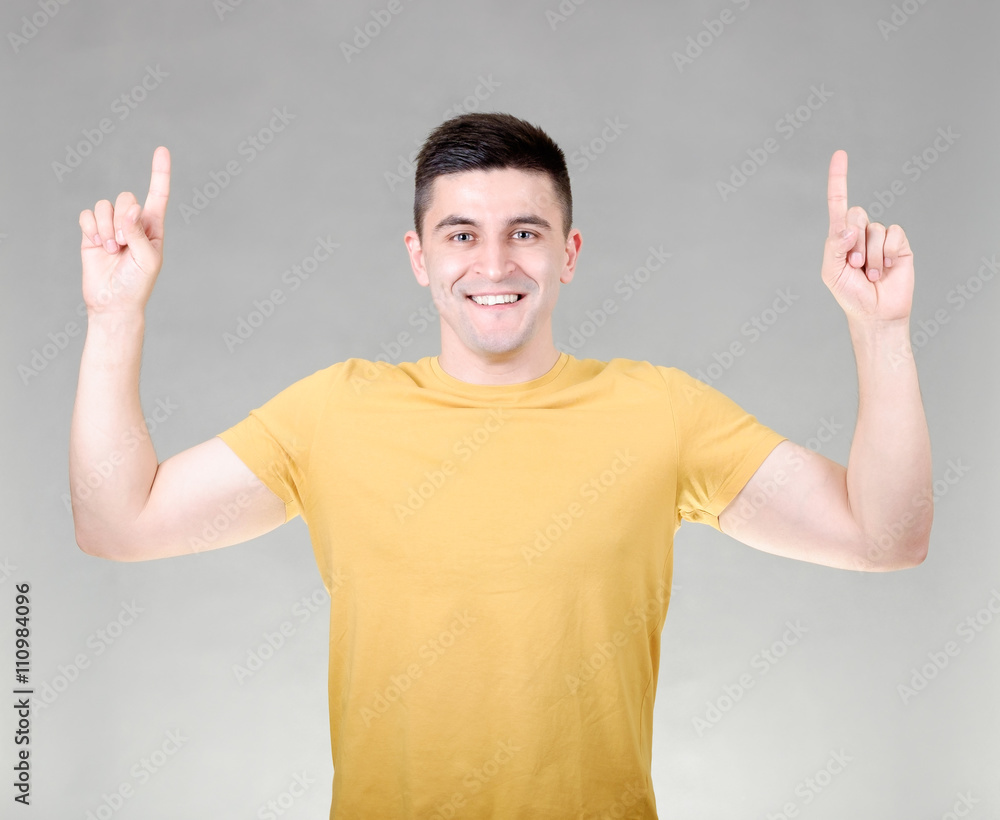 Man pointing up Man pointing up