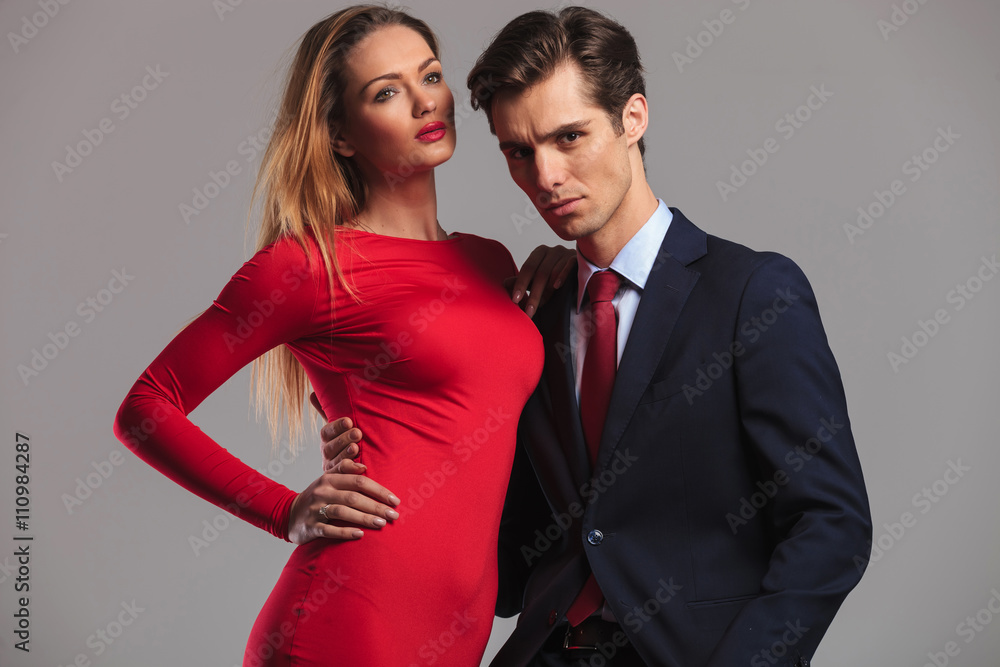 young hot elegant couple standing embraced young hot elegant couple standing embraced
