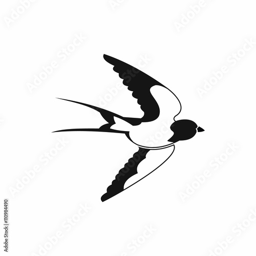 Swallow icon, black simple style