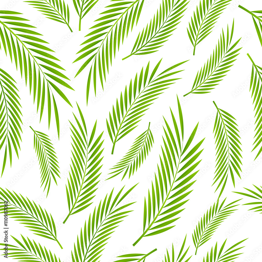 Seamless pattern with palm leaves - obrazy, fototapety, plakaty 