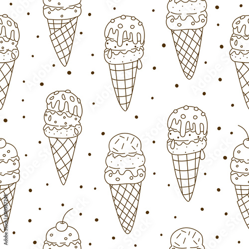 Seamless pattern with sweet ice cream 