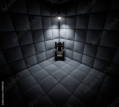 Fotografia Dark cell in mental asylum with chair