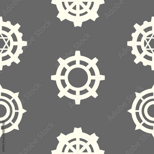 Seamless pattern: Cog set, mechanism. Flat design.