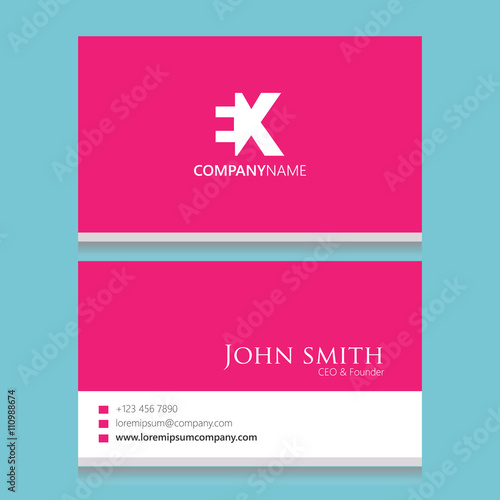 EX Logo | Business Card Template | Vector Graphic Branding Letter Element Combination | White Background Abstract Design Colorful Object | Negative Space Style