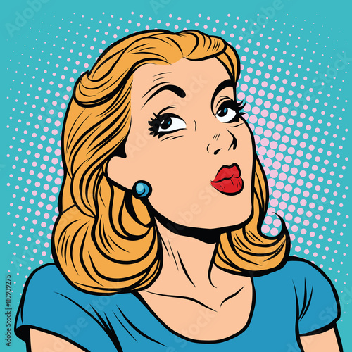 Emoji retro think girl emoticons