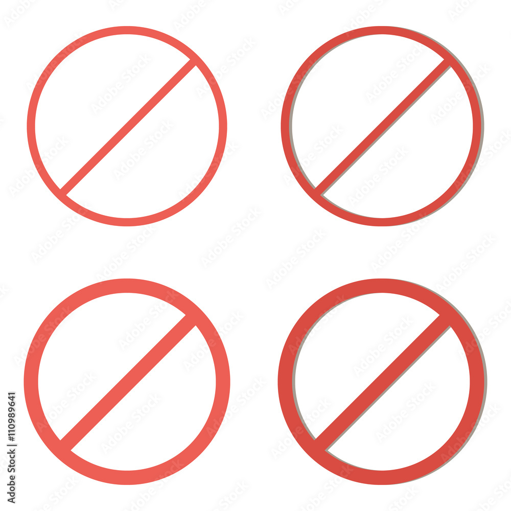 Set of red prohibition signs isolated on white background. Set of red prohibition signs isolated on white background.