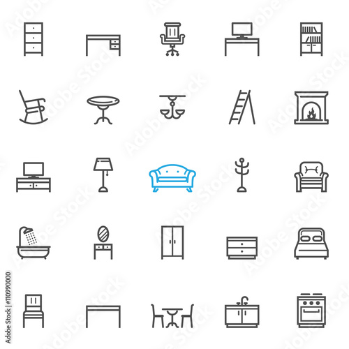 Furniture icons with White Background