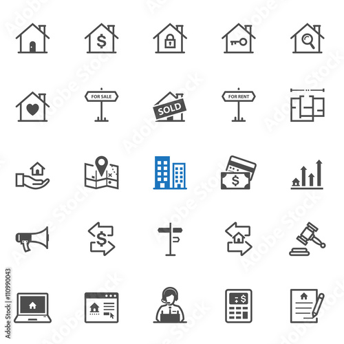 Real Estate icons with White Background