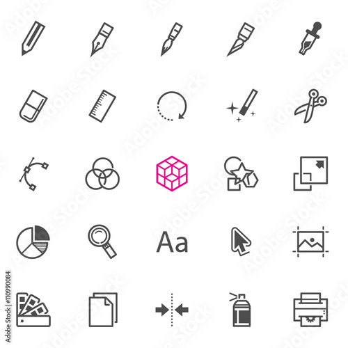 Graphic Design icons with White Background