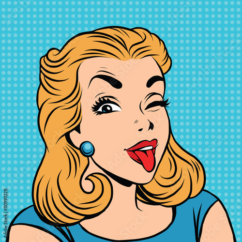Emoji retro tongue girl emoticons
