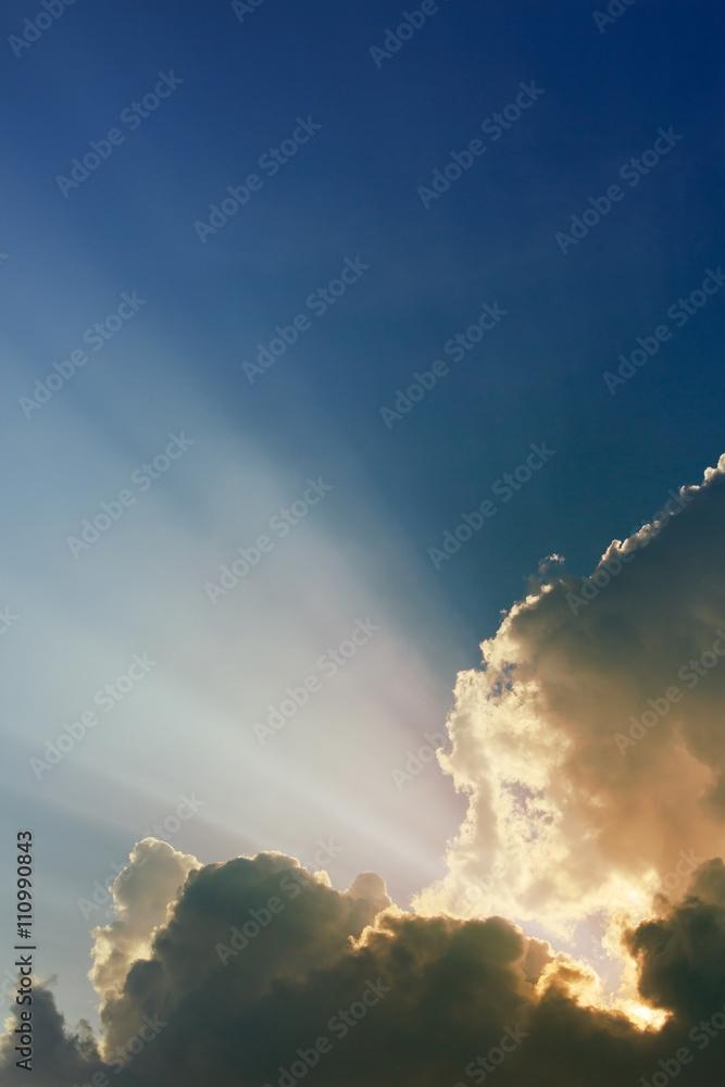 beautiful sun light on blue sky background