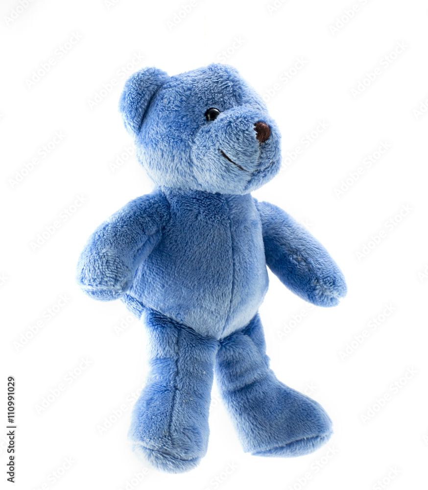 Blue teddy bear against a white background Stock Photo | Adobe Stock