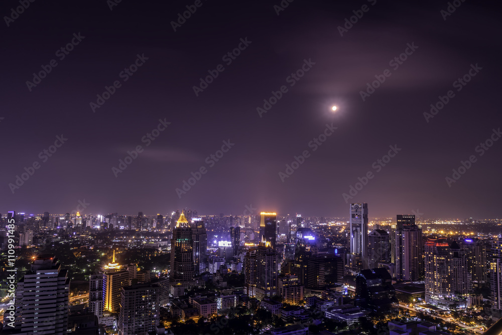 urban city view of cityscape on night