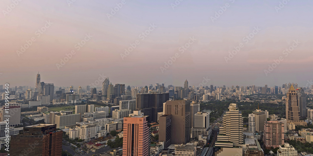 urban panorama view of cityscape on rooftop