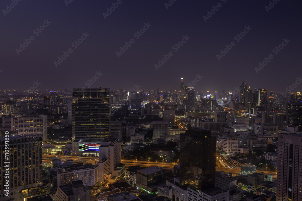 urban cityscape on rooftop view point background