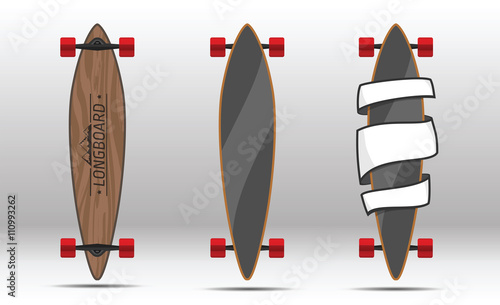 Illustration of flat longboards isolated.