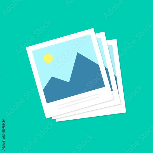Photo frame vector illustration, photoframe retro collection, retro photo picture flat icon, vintage blank photo frames set modern design isolated on green background