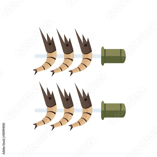 Grilled shrimps vector brown