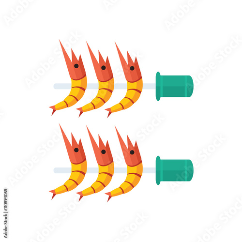 Grilled shrimps vector yellow