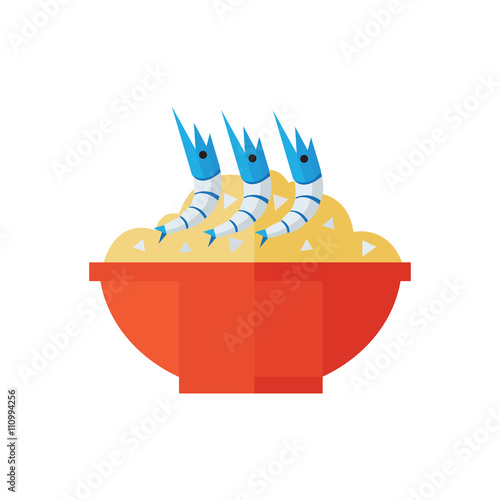 rice and shrimp vector