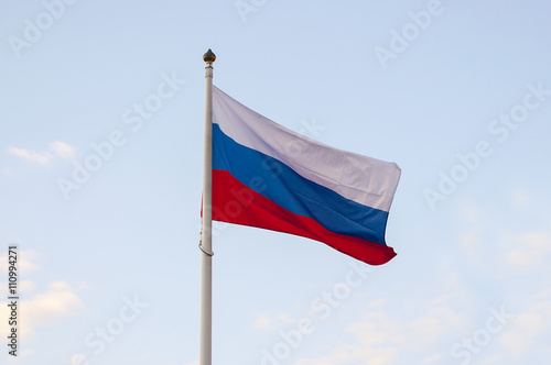 Russian flag and blue sky