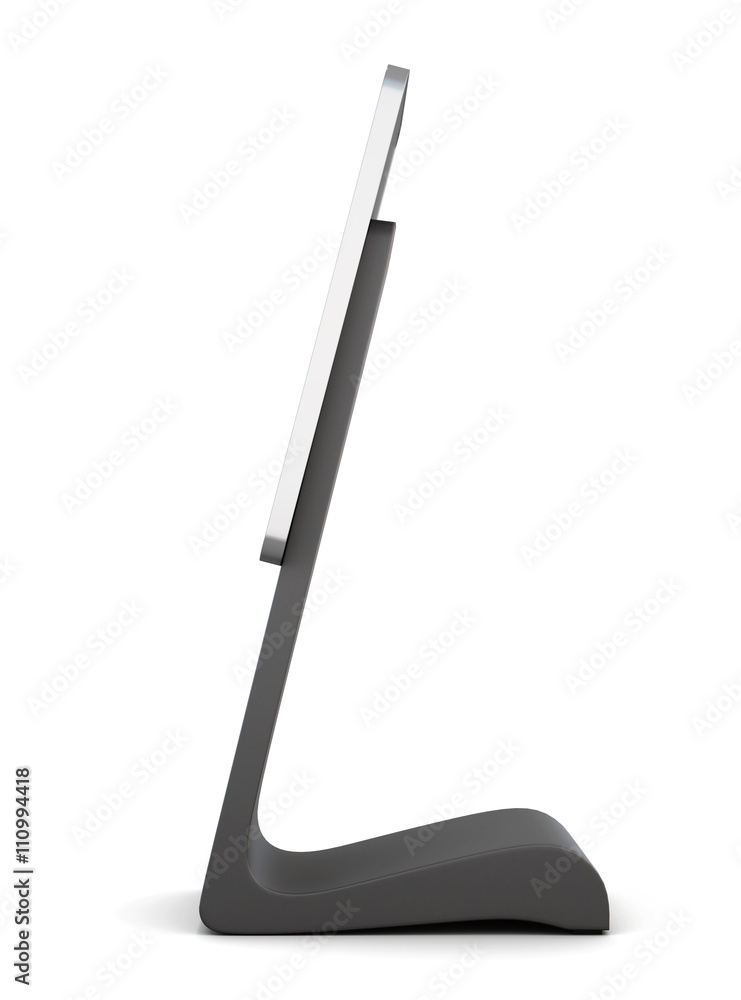 Advertising stand in the shape of telephone isolated on white background. Side view. For your disign. Information desk. Outdoor advertising stand. 3d rendering Advertising stand in the shape of telephone isolated on white background. Side view. For your disign. Information desk. Outdoor advertising stand. 3d rendering