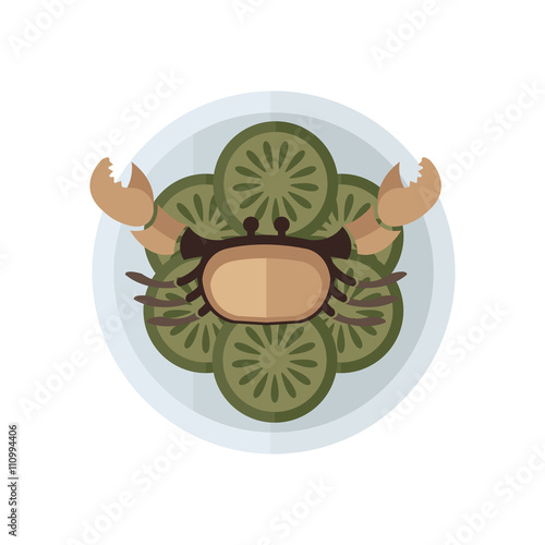 brown crab and salad vector