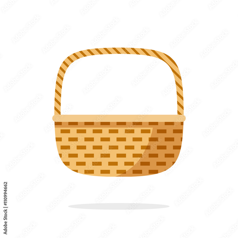Wicker basket icon vector symbol, empty wicker basket illustration, flat  simple modern illustration isolated on white background Stock Vector |  Adobe Stock