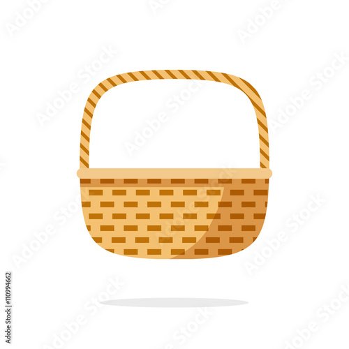 Wicker basket icon vector symbol, empty wicker basket illustration, flat simple modern illustration isolated on white background