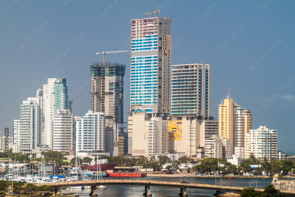 Skyscrapers in the Boca Grande neighborhood of Cartagena, Colombia