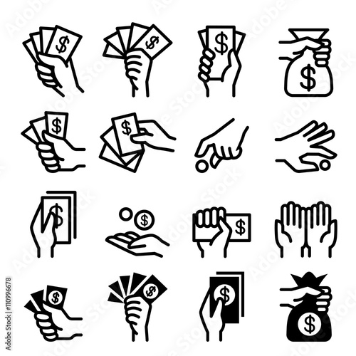 Money and Hand icon set