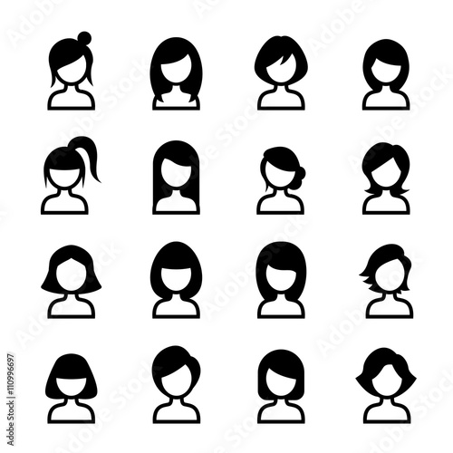 Woman hair style icon set