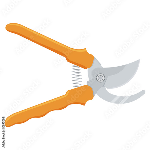 Gardening scissors hand work vector illustration isolated on white background