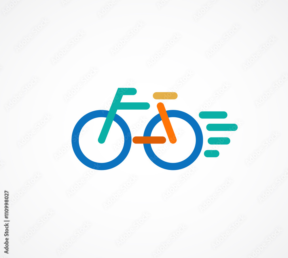 colorful bicycle icon and symbol