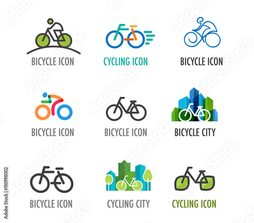 set of bicycle icons and symbols