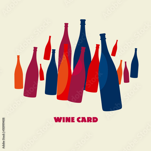 wine bottle color set vector illustration
