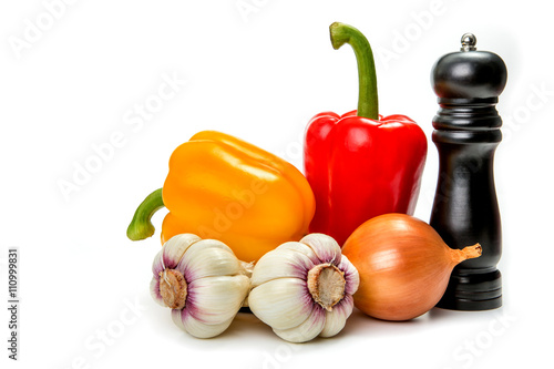garlic, onion and sweet pepper