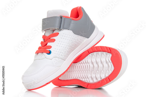 Close up of women's sport shoes on white background