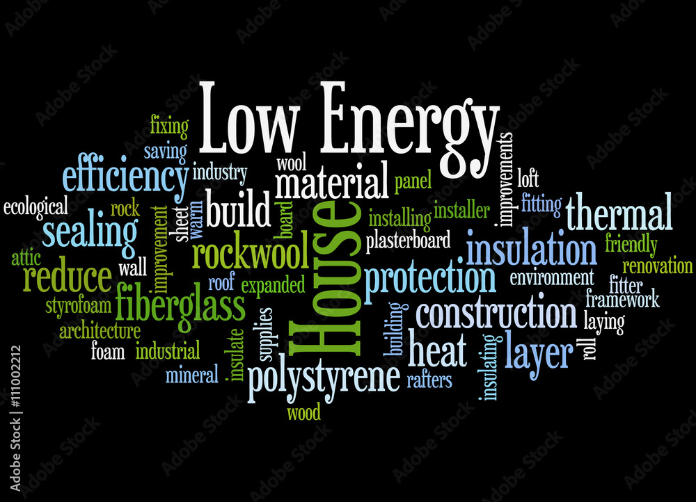 Low energy house, word cloud concept 3
