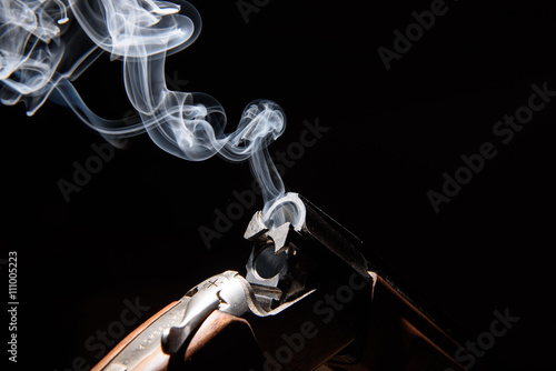 Smoke from a hunting rifle after firing