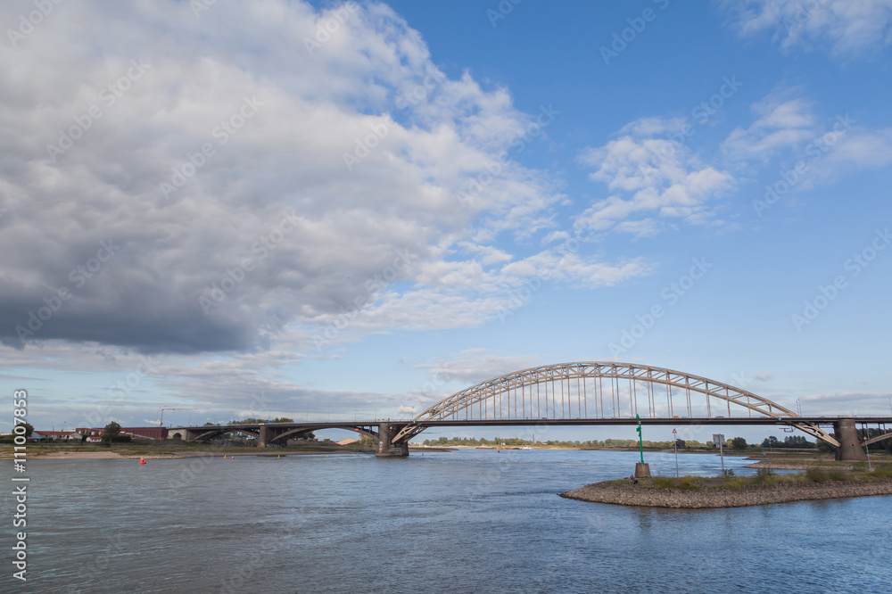 Waal bridge landscape at sunset, Nijmegen Waal bridge landscape at sunset, Nijmegen